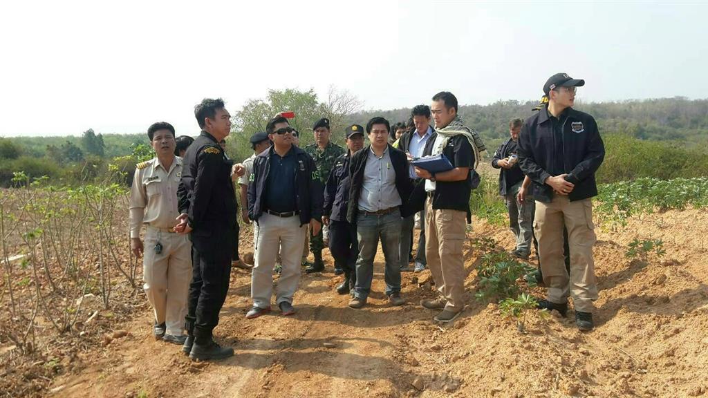 การตรวจสอบพื้นที่บุกรุกป่าสงวนแห่งชาติ ป่าเขาช่องอินทรีด้านตะวันออก ป่าดอนแสลบ - ป่าเลาขวัญในพื้นที่หมู่ 8 ตำบลวังไผ่ อำเภอห้วยกระเจา จังหวัดกาญจนบุรี