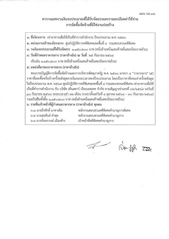 ประกาศแผนรายการเช่าอาคาร ของศูนย์ปฏิบัติการคดีพิเศษเขตพื้นที่ 4 ปีงบประมาณ พ.ศ. 2570