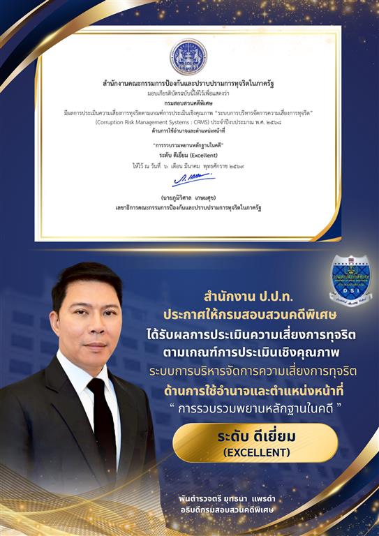 ผลการประเมินความเสี่ยงการทุจริต ตามเกณฑ์ประเมินเชิงคุณภาพ "ระบบการบริหารจัดการความเสี่ยงการทุจริต" (Corruption Risk Management System : CRMS)